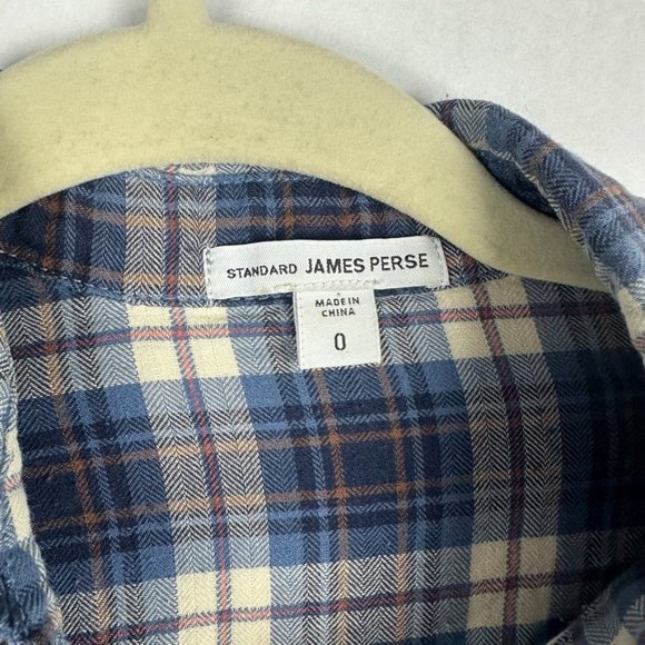 Standard James Perse Womens Plaid Button Down Tomboy Shirt Size 0 Blue White - Picture 3 of 6